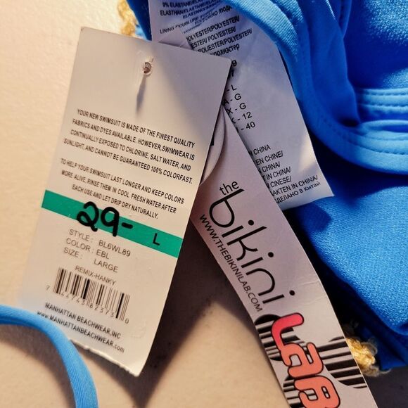 Bikini Lab aqua bikini top Large NWT - Picture 3 of 5